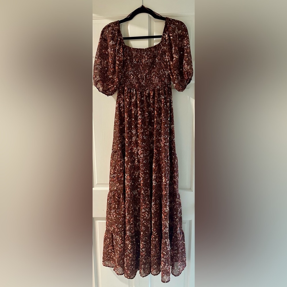 Francesca’s Puff Sleeve Midi Dress XS